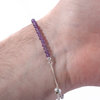 Amethyst Faceted Bead Bracelet -3mm - Sterling Silver    from The Rock Space