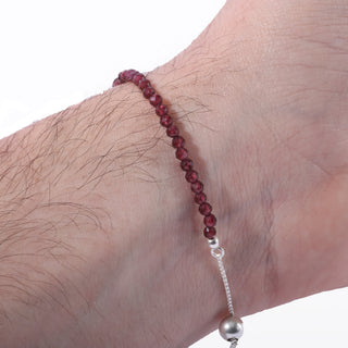 Garnet Faceted Bead Bracelet -3mm - Sterling Silver    from The Rock Space