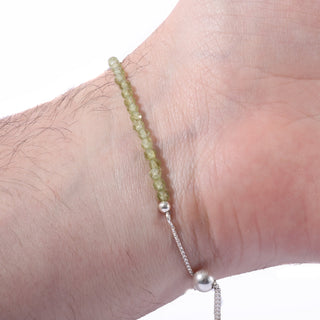Peridot Faceted Bead Bracelet - 3mm - Sterling Silver from The Rock Space