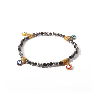 Evil Eye Charm Bracelet - Electroplated, Faceted White/Black   from The Rock Space