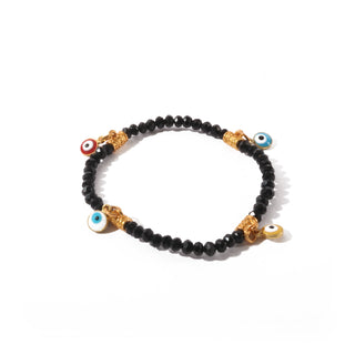 Evil Eye Charm Bracelet - Electroplated, Faceted Black   from The Rock Space