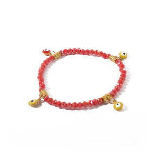 Evil Eye Charm Bracelet - Electroplated, Faceted Red   from The Rock Space