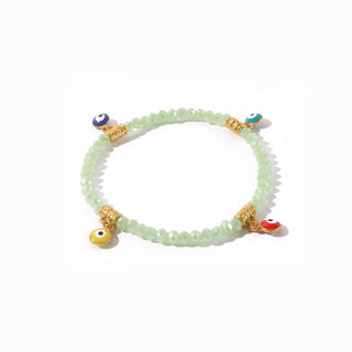 Evil Eye Charm Bracelet - Electroplated, Faceted Light Green   from The Rock Space