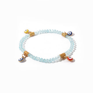 Evil Eye Charm Bracelet - Electroplated, Faceted Light Blue   from The Rock Space