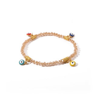 Evil Eye Charm Bracelet - Electroplated, Faceted Peach   from The Rock Space