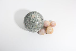 Green Moss Agate, Rose Quartz Sphere OTT Bundle from Stonebridge Imports