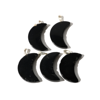 Black Obsidian B Crescent Moon Pendant - Pack of 5 from The Rock Space
