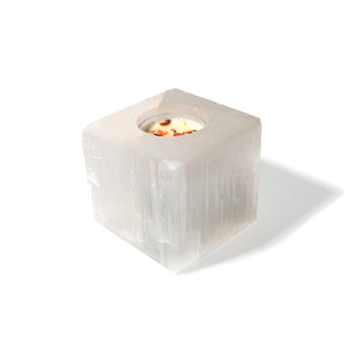 Selenite Candle Holder - Square from The Rock Space