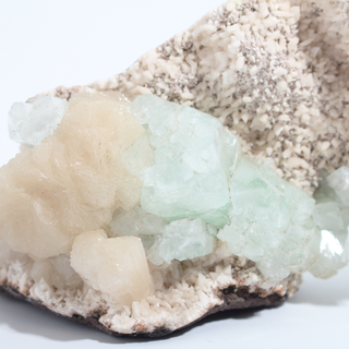 Stilbite and Calcite Cluster on Matrix Unique #60 from The Rock Space