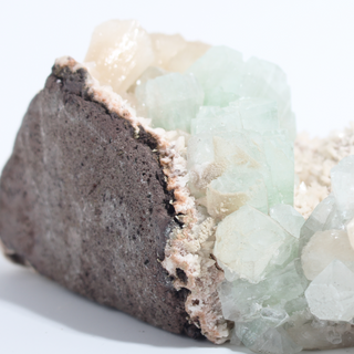 Stilbite and Calcite Cluster on Matrix Unique #60 from The Rock Space