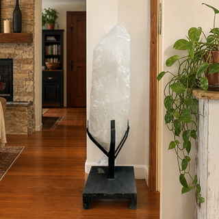Clear Quartz Point on Iron Stand U#9 - 229 lb - 56" from Stonebridge Imports