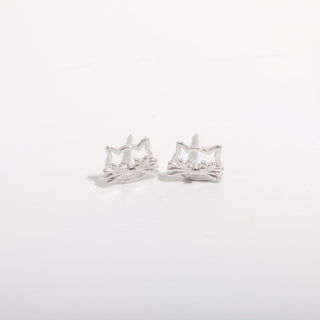 925 Silver Cat Earrings Face from Stonebridge Imports