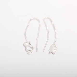 925 Silver Cat Earrings With Fish - Dangling from Stonebridge Imports
