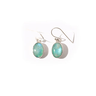 Rainbow Moonstone Cabochon Earrings - Green    from The Rock Space