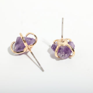 Amethyst Silver/Gold Plated Chakra Stud Earrings from Stonebridge Imports