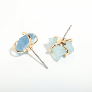 Aquamarine Silver/Gold Plated Chakra Stud Earrings (Enhanced) from Stonebridge Imports