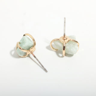 Green Aventurine Silver/Gold Plated Chakra Stud Earrings from Stonebridge Imports