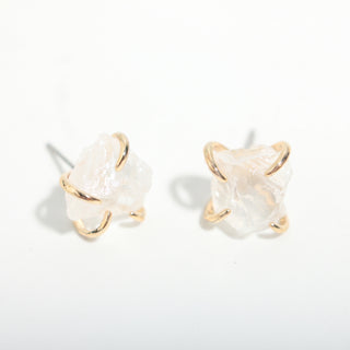 Clear Quartz Silver/Gold Plated Chakra Stud Earrings from Stonebridge Imports
