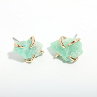 Emerald Silver/Gold Plated Chakra Stud Earrings from Stonebridge Imports