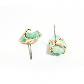 Emerald Silver/Gold Plated Chakra Stud Earrings from Stonebridge Imports