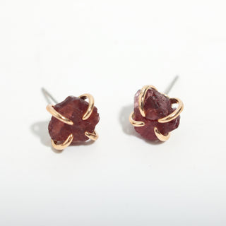 Garnet Silver/Gold Plated Chakra Stud Earrings from Stonebridge Imports