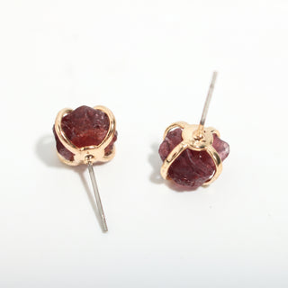Garnet Silver/Gold Plated Chakra Stud Earrings from Stonebridge Imports