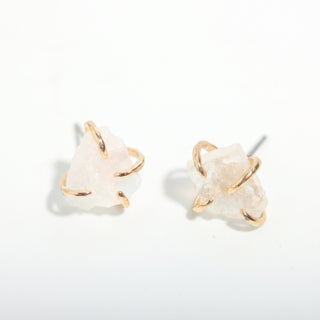 Moonstone Silver/Gold Plated Chakra Stud Earrings from Stonebridge Imports