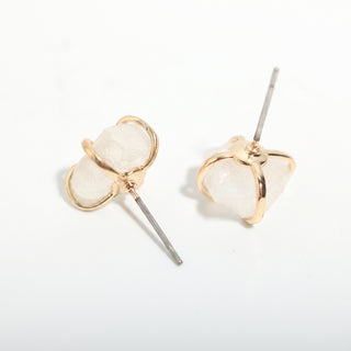 Moonstone Silver/Gold Plated Chakra Stud Earrings from Stonebridge Imports
