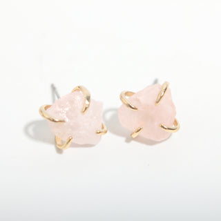 Rose Quartz Silver/Gold Plated Chakra Stud Earrings from Stonebridge Imports
