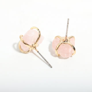 Rose Quartz Silver/Gold Plated Chakra Stud Earrings from Stonebridge Imports