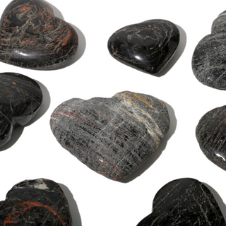 Black Tourmaline B Heart Carvings - 5 to 10 Pieces - 1kg Box from The Rock Space