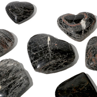 Black Tourmaline B Heart Carvings - 5 to 10 Pieces - 1kg Box    from Stonebridge Imports