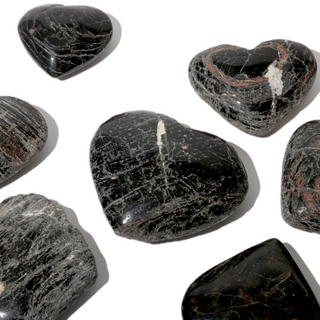 Black Tourmaline B Heart Carvings - 5 to 10 Pieces - 1kg Box from The Rock Space