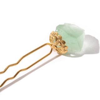 Green Fluorite Chip Gold-Plated Hair Pin    from The Rock Space