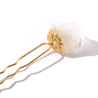 Clear Quartz Cluster Gold-Plated Hair Pin    from The Rock Space