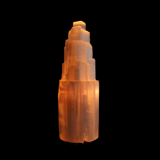 Selenite Tower Lamp - Medium 10” Tall