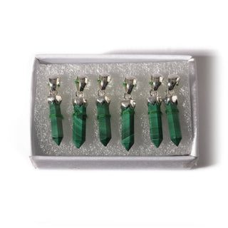 Malachite Point Sterling Silver Pendant - 6 pack from The Rock Space