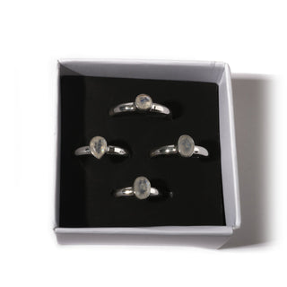 Rainbow Moonstone Sterling Silver Rings - 4 pack from The Rock Space