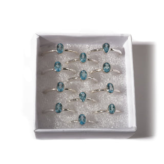 Swiss Blue Topaz Sterling Silver Rings - 12 pack from The Rock Space