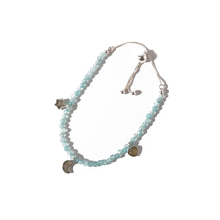 Apatite with Labradorite Charm Sterling Silver Bracelet - Single    from Stonebridge Imports