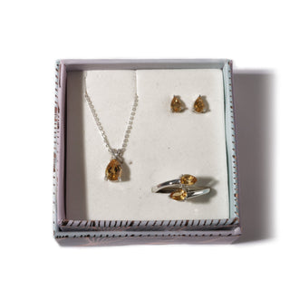 Citrine (Ring + Stud + Pendant) - Sterling Silver Set from The Rock Space