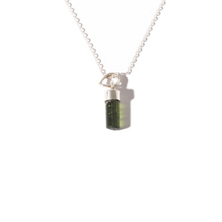 Tourmaline Green Raw Point Sterling Silver Pendant - Single    from The Rock Space