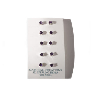 Amethyst Sterling Silver Stud - 5 pack from The Rock Space