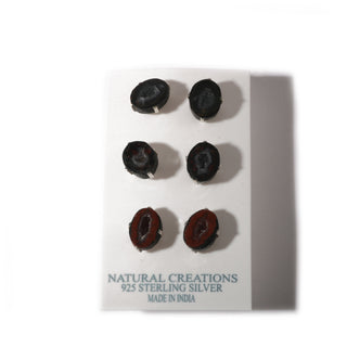 Geode Druzy Sterling Silver Stud - 3 pack    from Stonebridge Imports