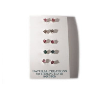 Multi Tourmaline Sterling Silver Stud - 5 pack from The Rock Space