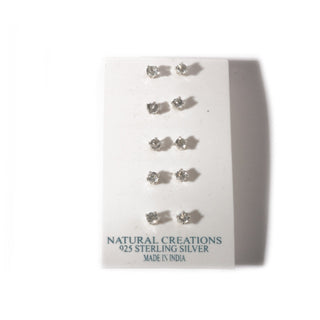 White Topaz Sterling Silver Stud - 5 pack from The Rock Space