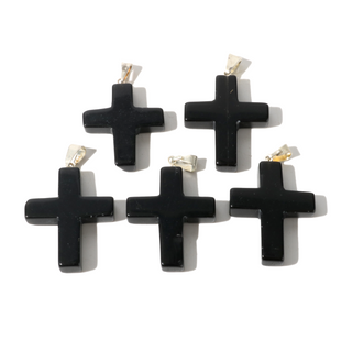 Black Obsidian B Cross Pendant - Pack of 5 from The Rock Space