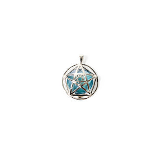 Aqua Aura Cabochon Double Pentagram - 925 Silver Pendant from Stonebridge Imports