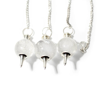 Clear Quartz Ball and Point Pendulum - 3 Pack from The Rock Space