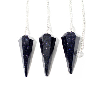 Blue Goldstone Pendulum 6 Facet & Bead - 3 Pack from The Rock Space